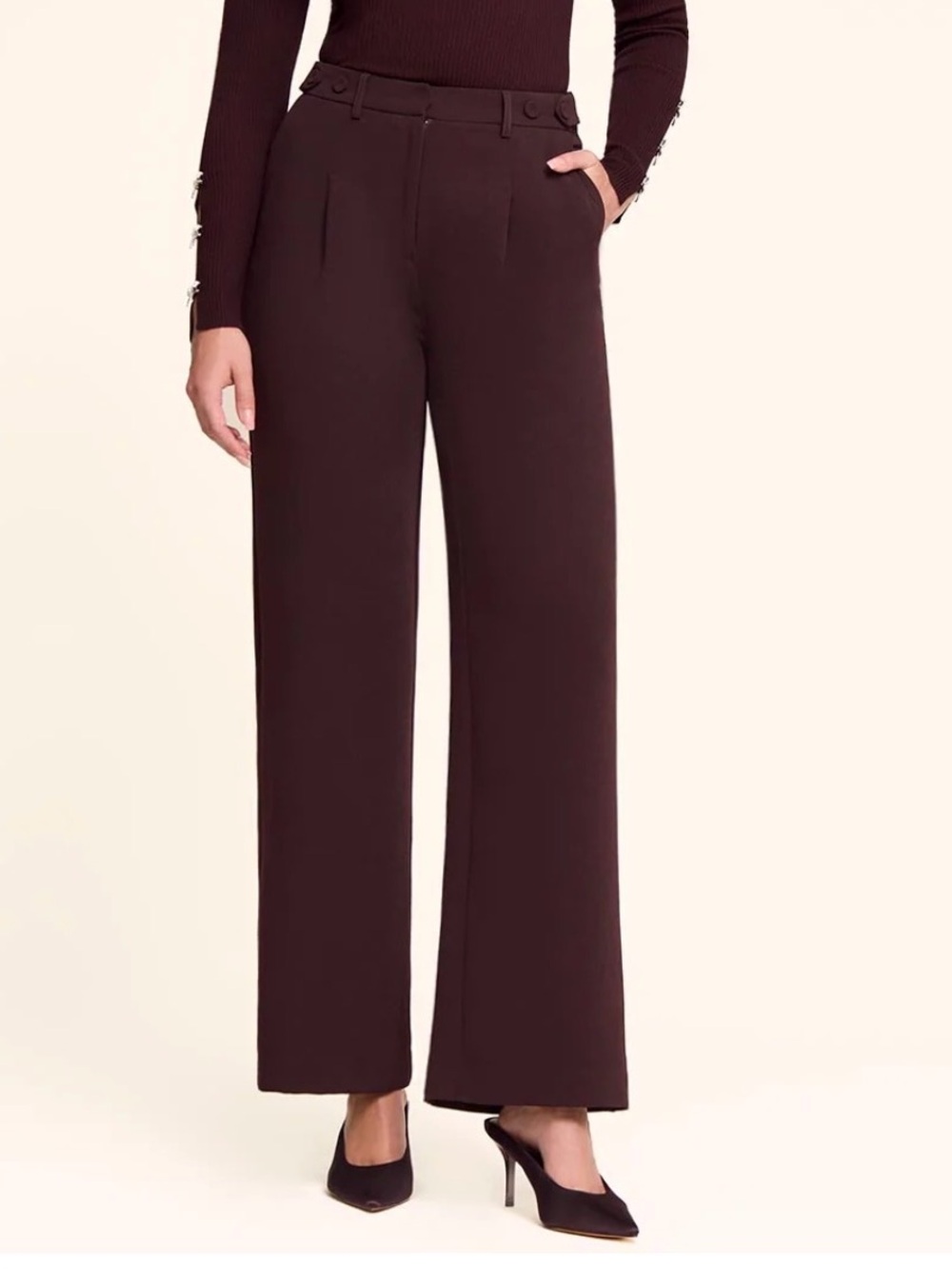 🍂🍁Great for Fall🍁🍂 Le Chateau Wide-Leg High-Waist Pants in Burgundy